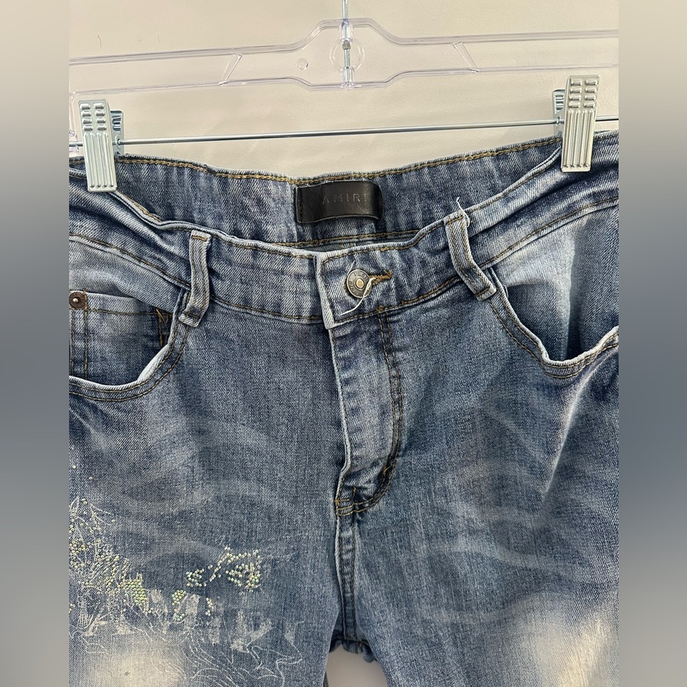 Men’s Distressed Denim Faded Blue Straight Jeans Size 32 EUC - Picture 3 of 6